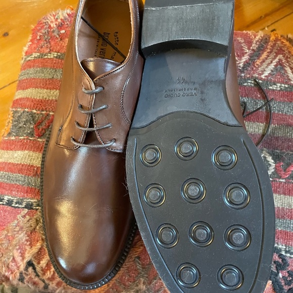 NIB $375 Bruno Verri All leather Hand Crafted brown derby Italy big Sale 50%more - Picture 11 of 13